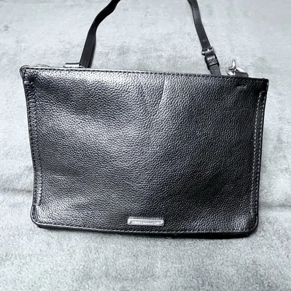 Rebecca Minkoff Regan Black Leather Crossbody Bag Silver Studs 9x6 Classic